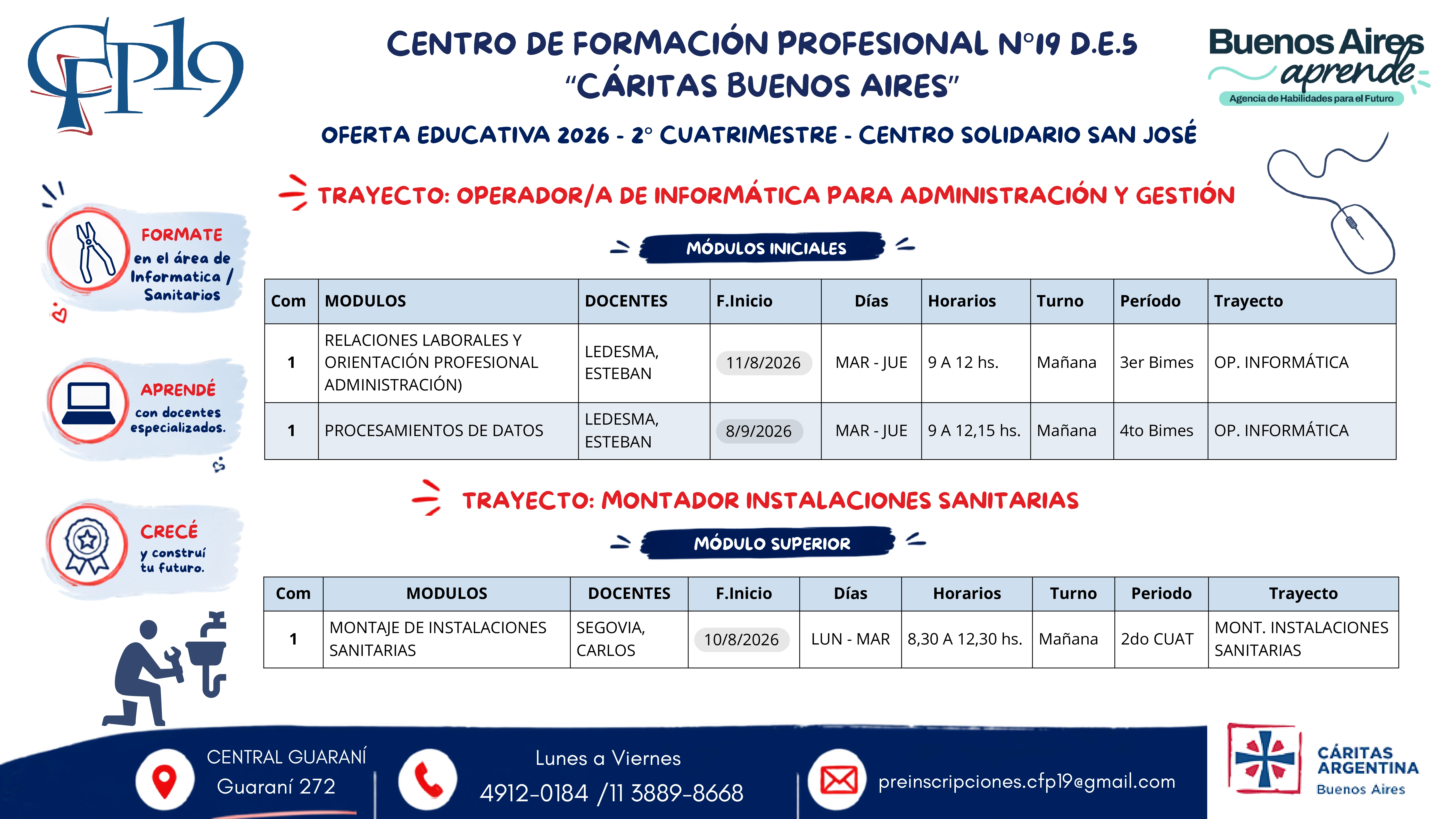 Cartilla de inscripción Guaraní - Informática y sanitarias